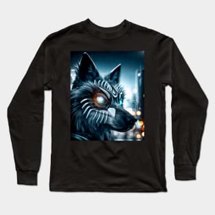 Cyberpunk Wolf (3) - Anthropomorphic Sci fi Wolves Long Sleeve T-Shirt